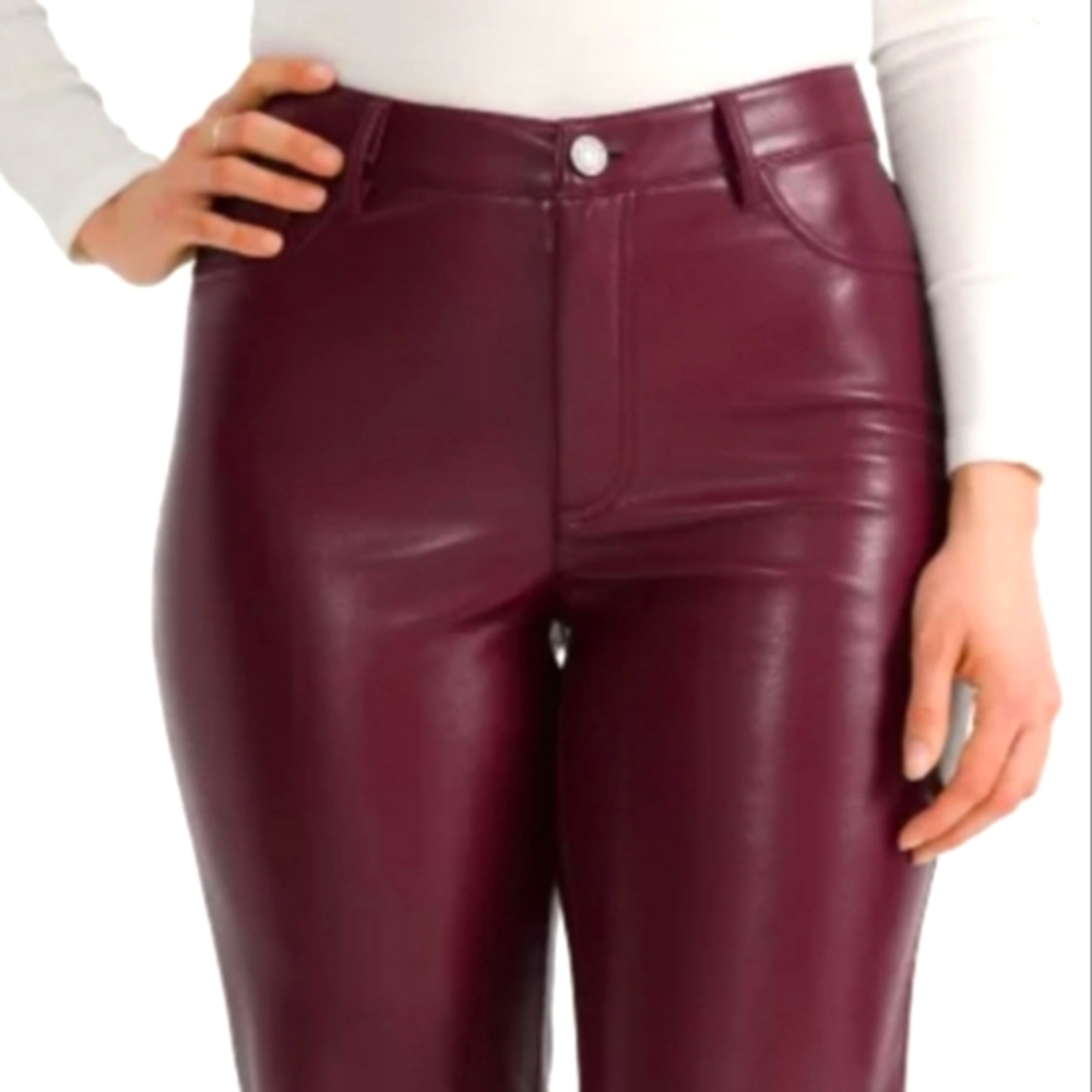NWT Women's Joie Pant faux leather burgundy pants, size 8 - Picture 2 of 10